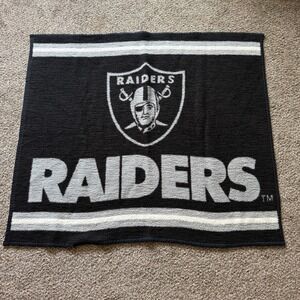 Vintage Las Vegas Raiders Throw Blanket NFL Football Black Gray Team Decor